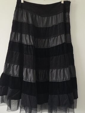 Women's Black Tiered A-Line Skirt by Apprasial